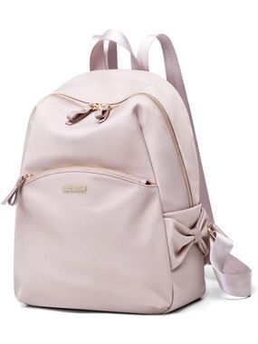 Women's Pale Blush Mini Backpack with Bow Accent